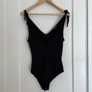 Shoulder Tie V Neck Bodysuit